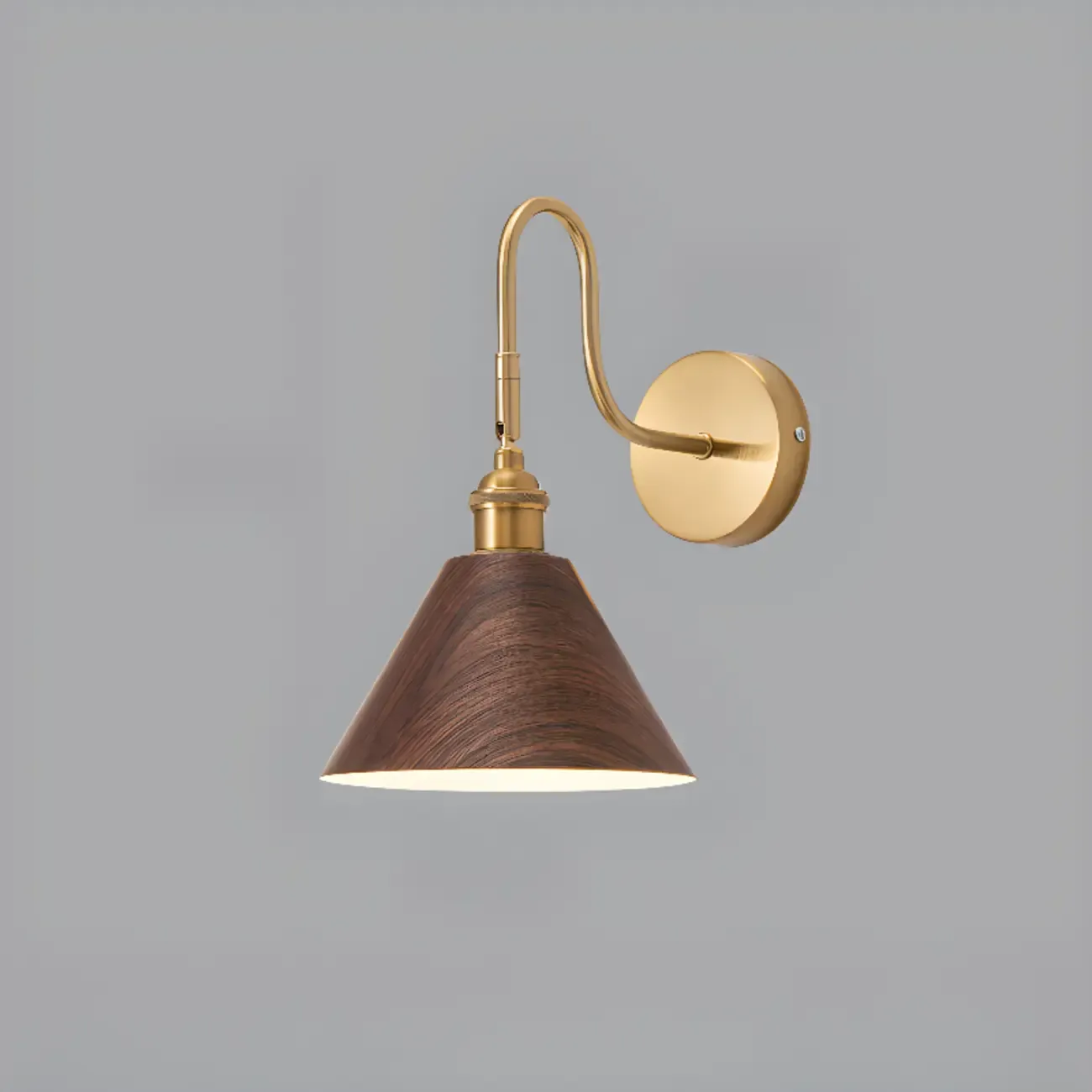 Mini Cone Modern Vanity Light with Walnut Shade