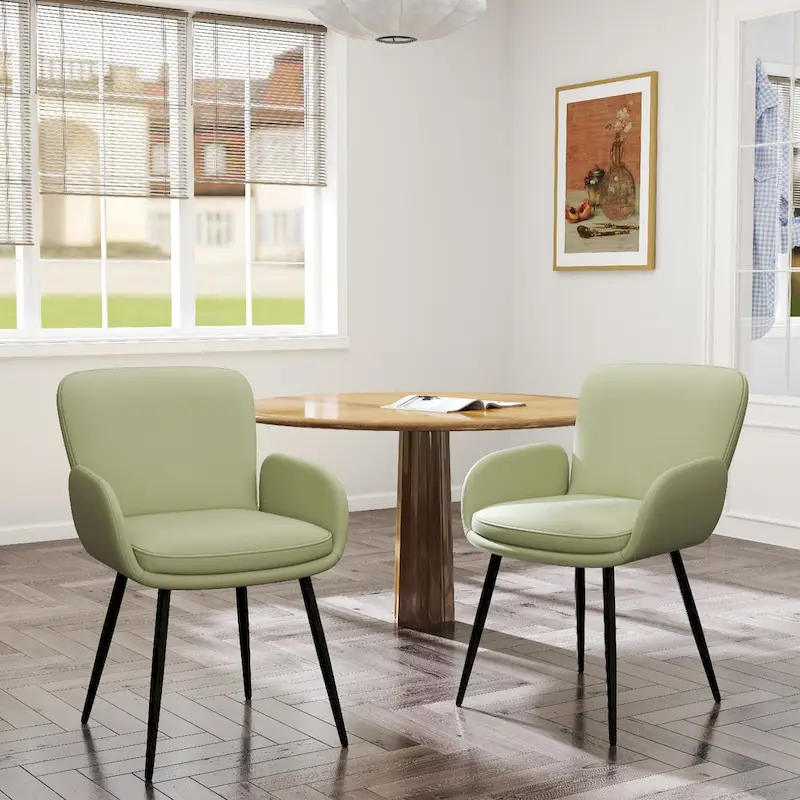 Set of 2 Cat-Scratch Resistant Dining Chairs with Gold Metal Legs