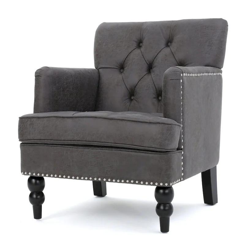 Slate 28 Button Tufted Club Chair with Nailheads