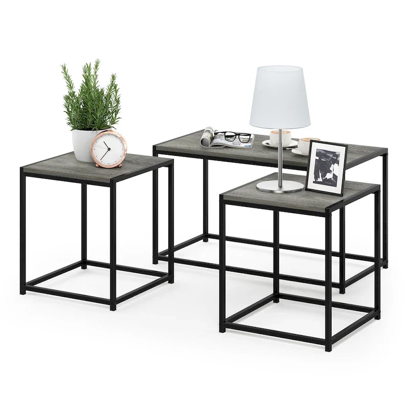 Furinno Camnus Modern Living Room Table Set with One Coffee Table and Two End Tables