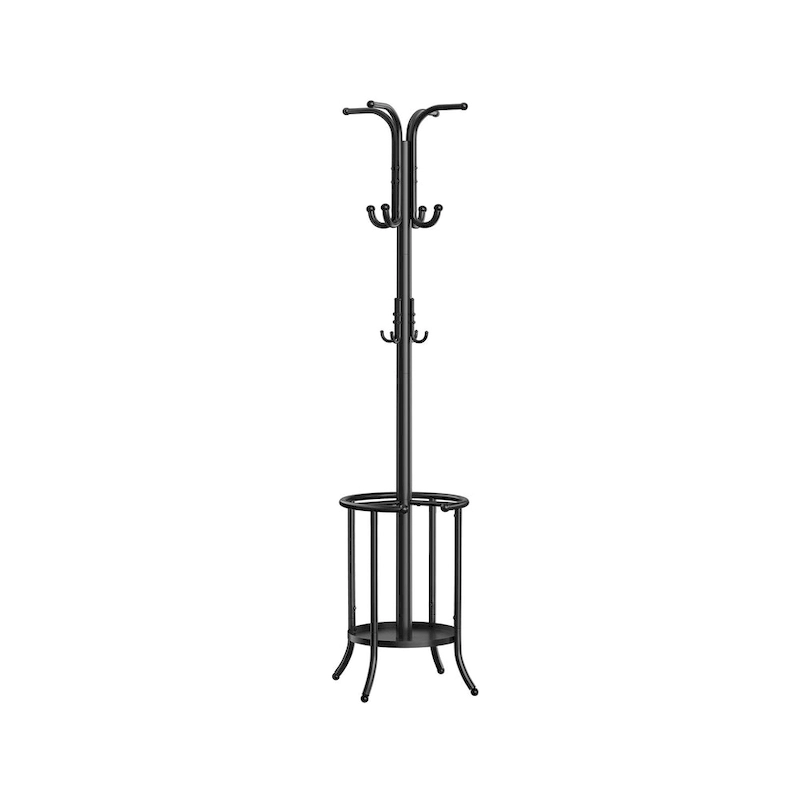 Modern Tall Freestanding Coat Rack with Metal Frame and Umbrella Holder for Home and Office - 15.7