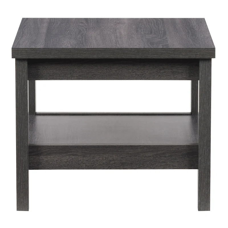 Hollywood Side Table with Shelf, Dark Grey