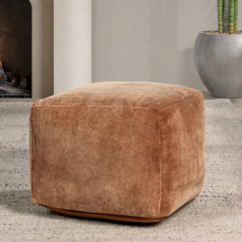 Villa by Classic Home Heirloom 18 Velvet Pouf