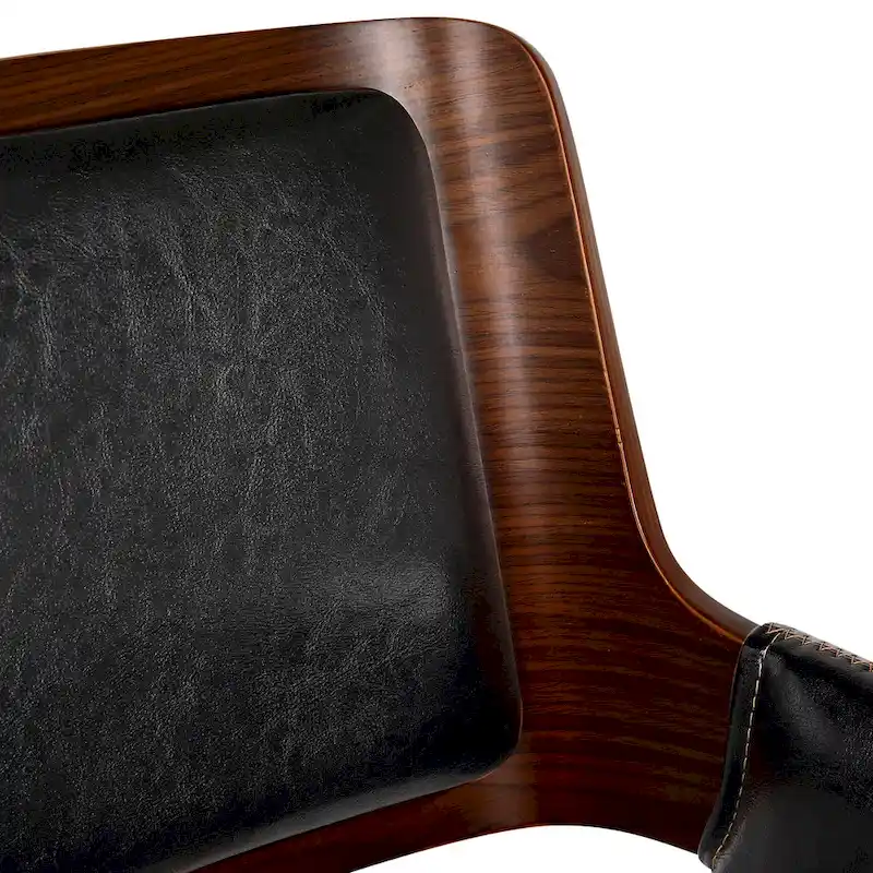 Faux Leather Mid-Century Dining Chair with Metal Legs