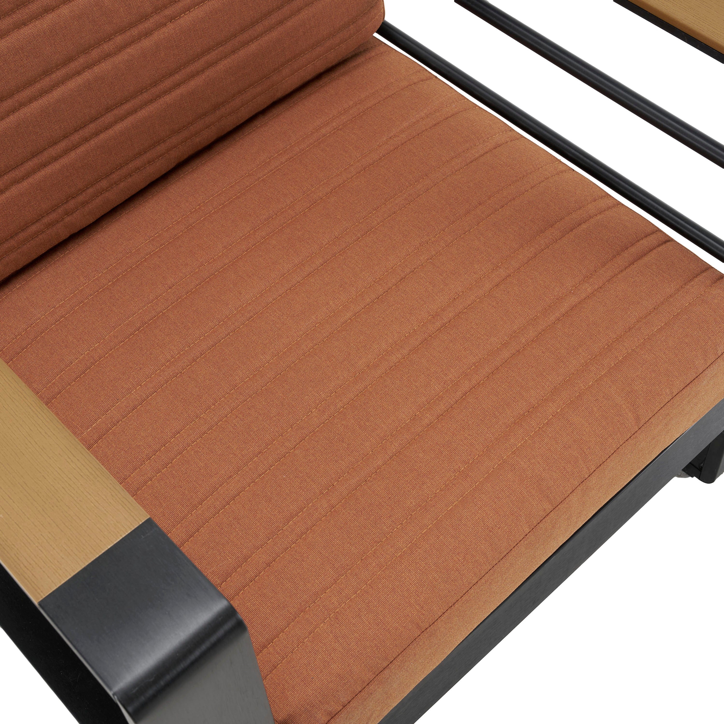 Modern Aluminum Club Chair with Faux Wood Accents & Water-Resistant Cushions