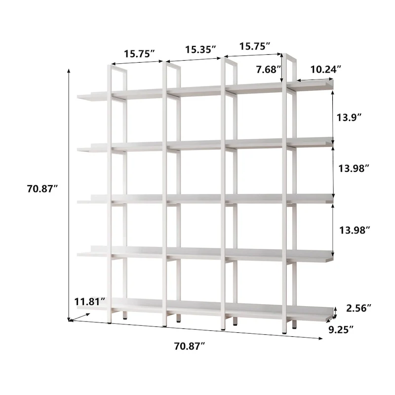 5 Tier Bookcase Home Office Open Bookshelf