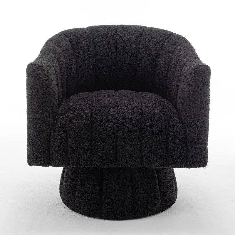 SEYNAR Modern Glam Velvet Upholstered Round Swivel Accent Barrel Chair
