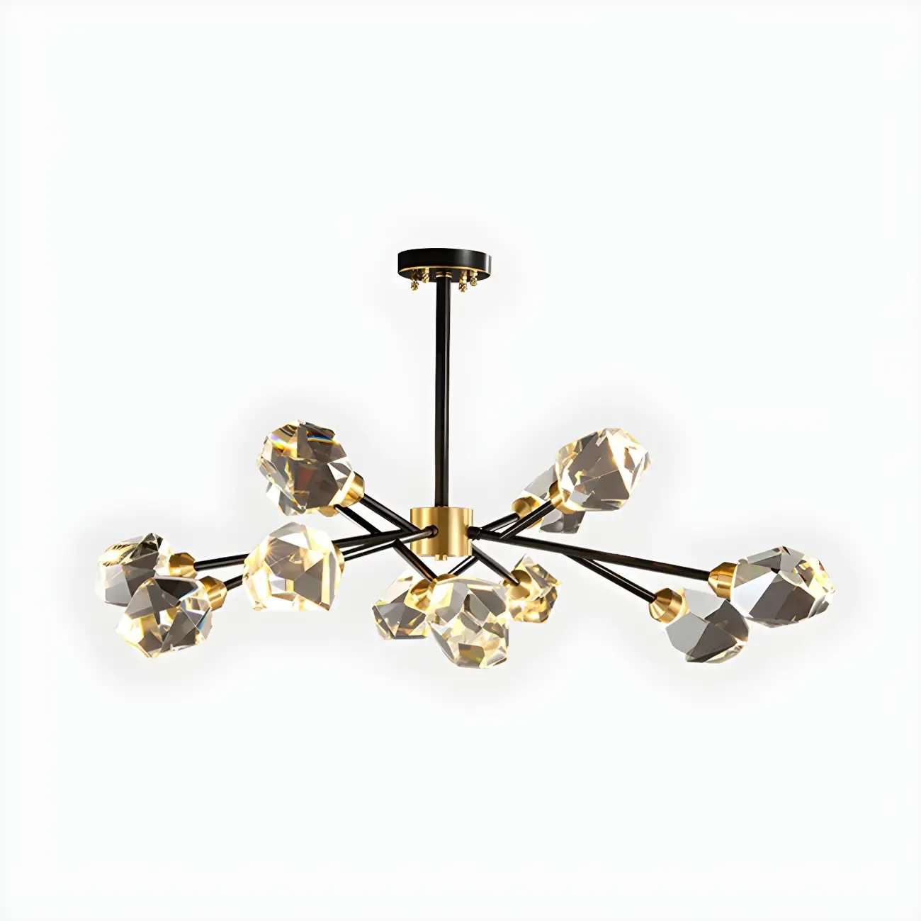 Modern Crystal Brass Sputnik Chandeliers in Black-Gold