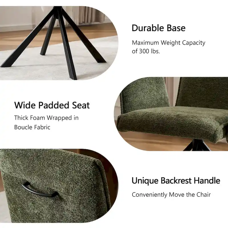 Modern Upholstered Dining Chairs with Swivel Metal Legs