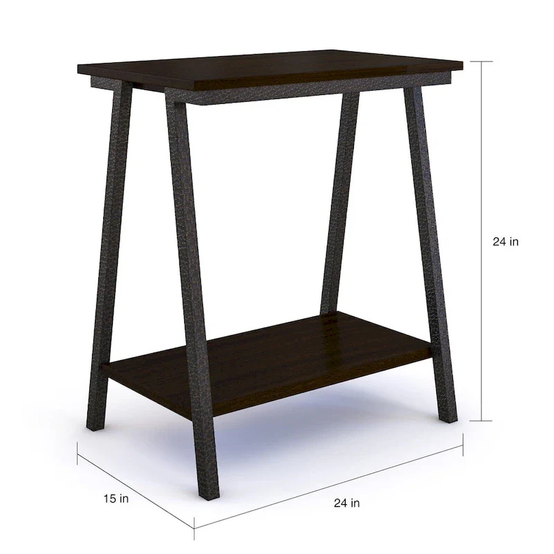 Leick Home Empiria Narrow Side Table with Shelf and Metal Frame