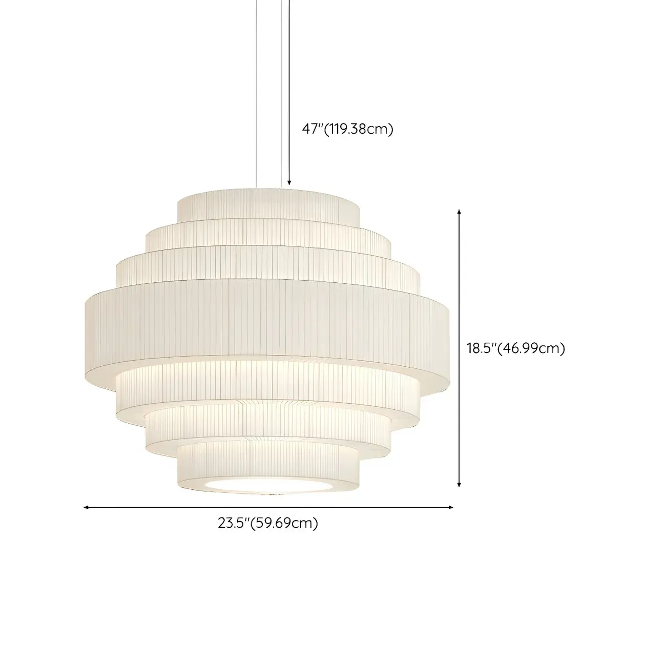 Modern White Geometric Fabric Tiered Chandelier