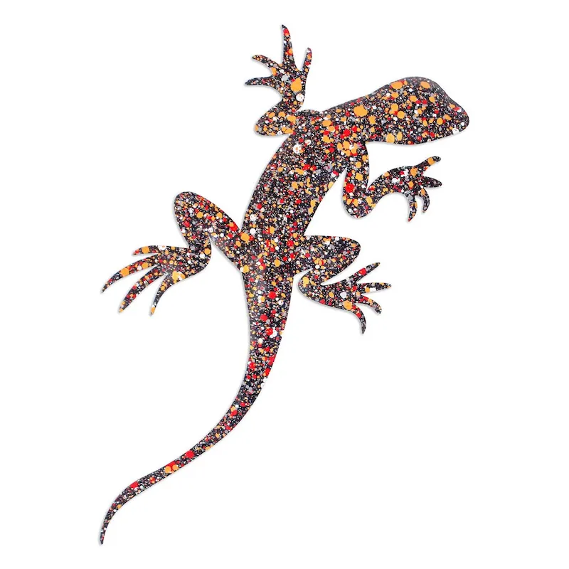 Novica Handmade Festive Salamander Iron Wall Art
