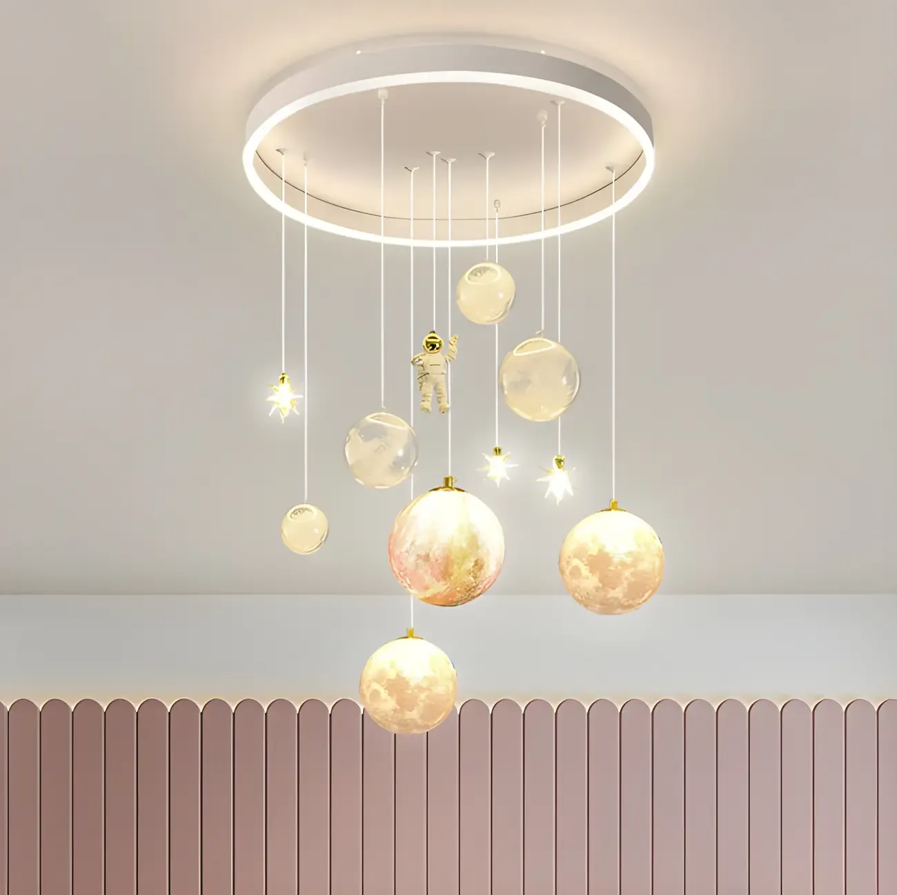 Glam LED Planet Pendant Light with 7-Lights for Kids' Room