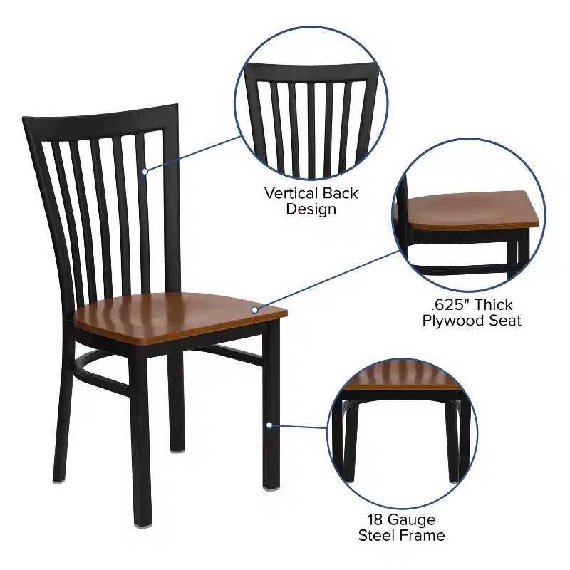 Flash Furniture Black School House Back Metal Restaurant Chair