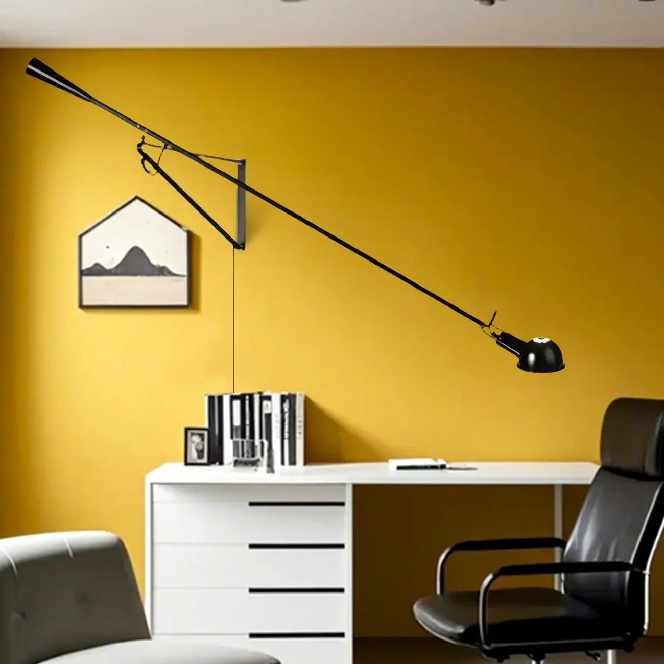 Postmodern Metal Long Swing Arm Wall Light