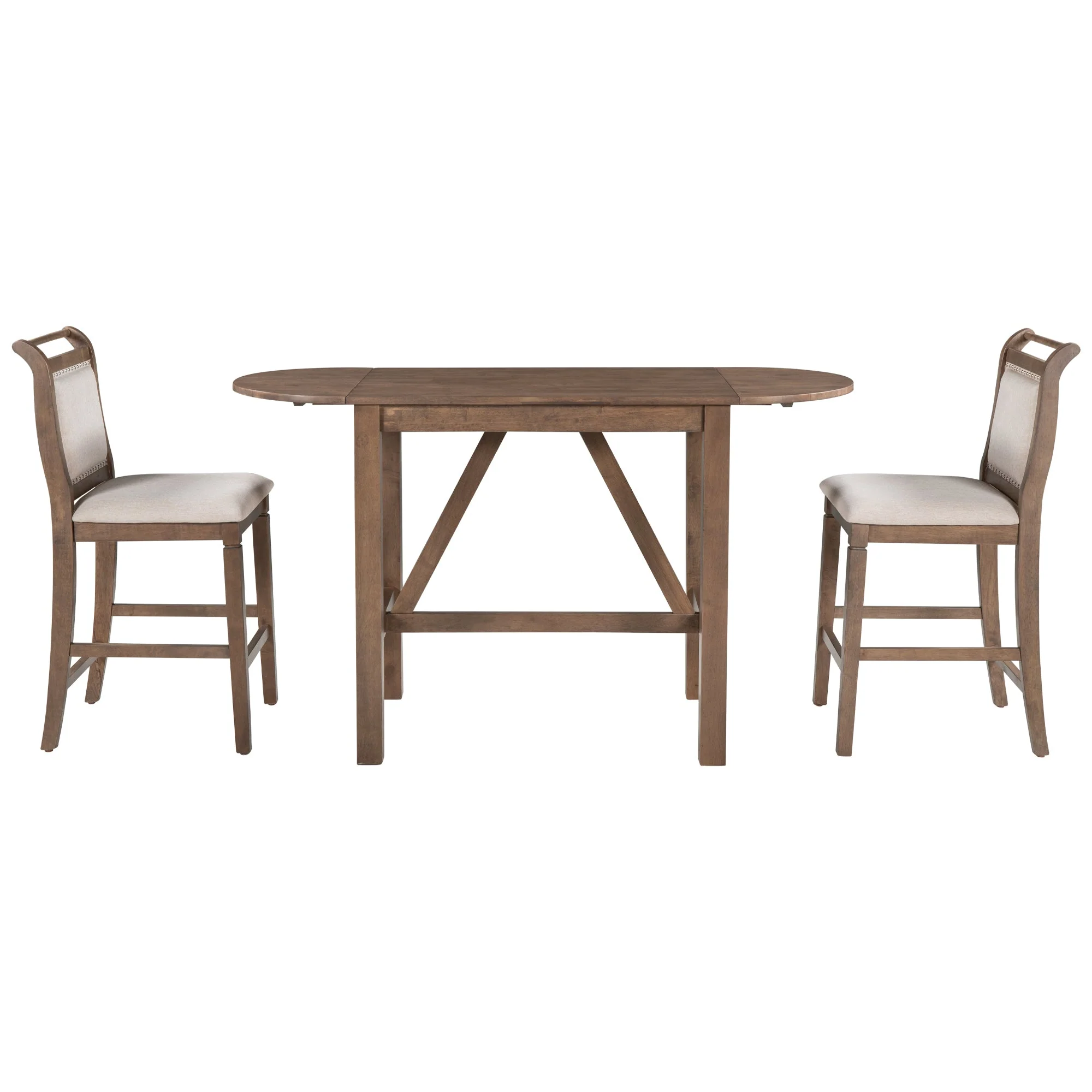 Walker Edison | 3-Piece Wood Counter Height Drop Leaf Dining Table Set with Chairs