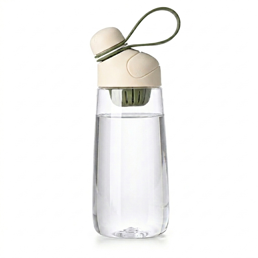 600ML Sage Green Water Bottle with Tea Infuser and Silicone Carry Loop