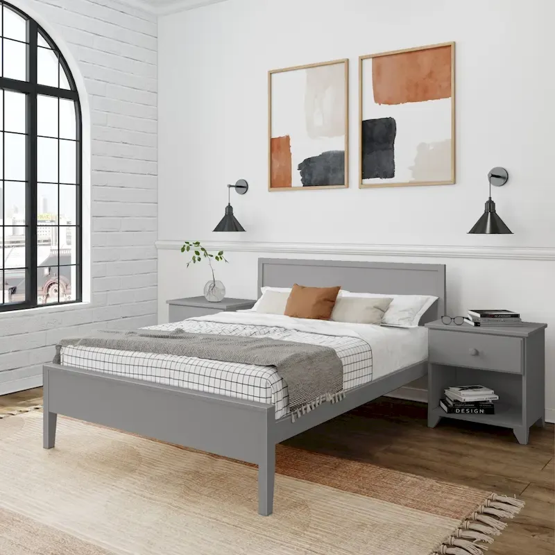 Full-Size Bed Frame with Panel Headboard