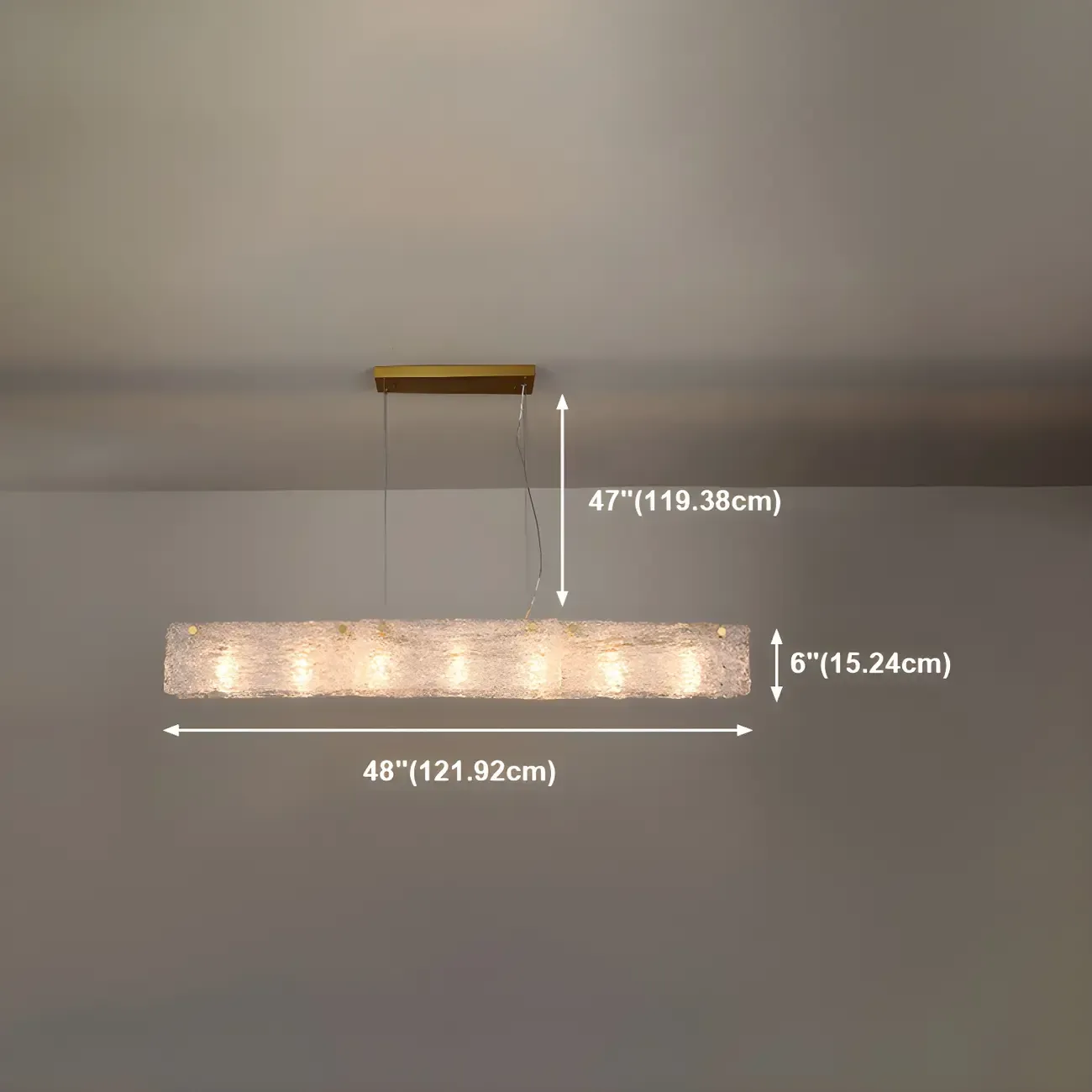 Rectangle Large Gold Glass Island Pendant Light