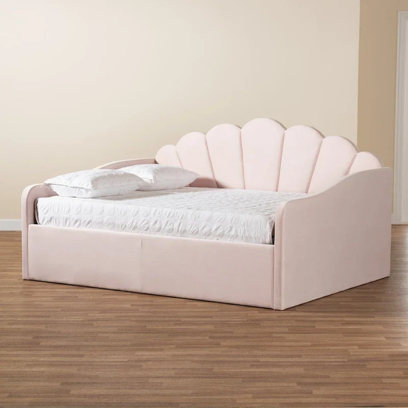 Timila Modern Velvet Upholstered Daybed-Light Pink