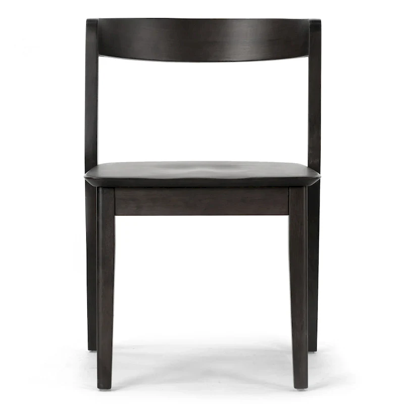 Set of 2 Black Solid Wood Chair with Curved Back