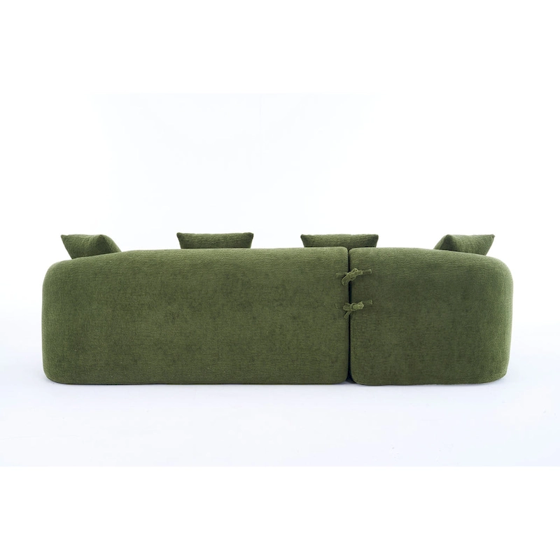 98.4 Chenille L-Shaped 3-Seater Sofa with Chaise Lounge and 4 Pillows