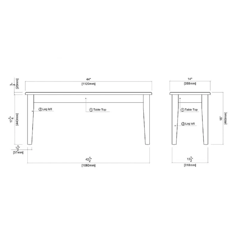 Shaker Style Solid Wood Dining Bench