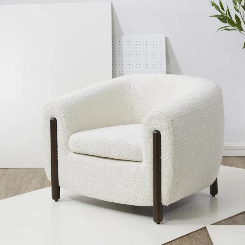 SAFAVIEH Couture Yauheniya Barrel Back Accent Chair - 38 In. W x 34 In. D x 28 In. H - 38Wx34Dx28H
