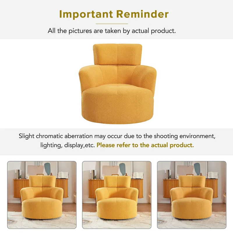 360 Swivel Barrel Chair with Adjustable Headrest - Berber Fleece Upholstery