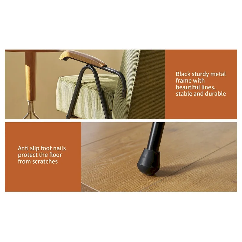 Green Modern 20 High Back Upholstered Accent Chair with Metal Legs