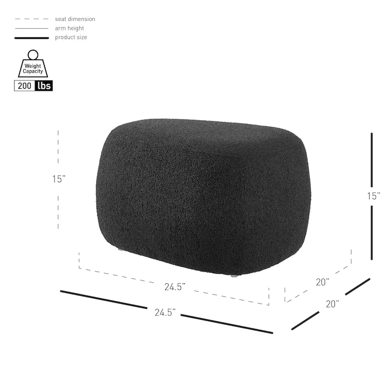 Boucle Ottoman – Charcoal / Beige, Small & Large