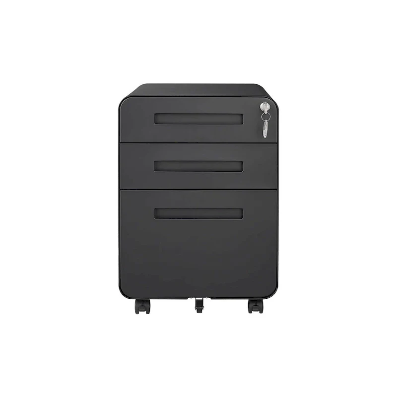 3 Drawer Mobile File Cabinet,Versatile Cabinet,5 Wheel Design Anti-Tilting Cold Rolled Steel Waterproof Moisture-Proof Black