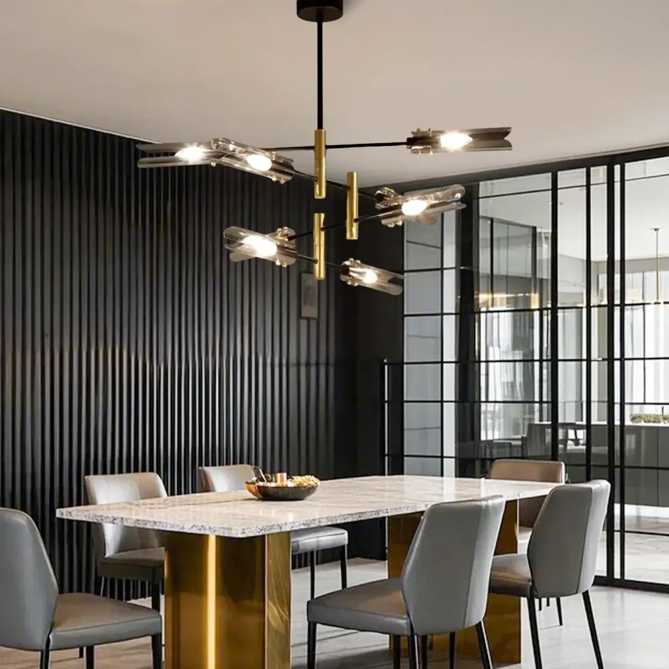 Modern Industrial Linear Chandelier with Adjustable Height