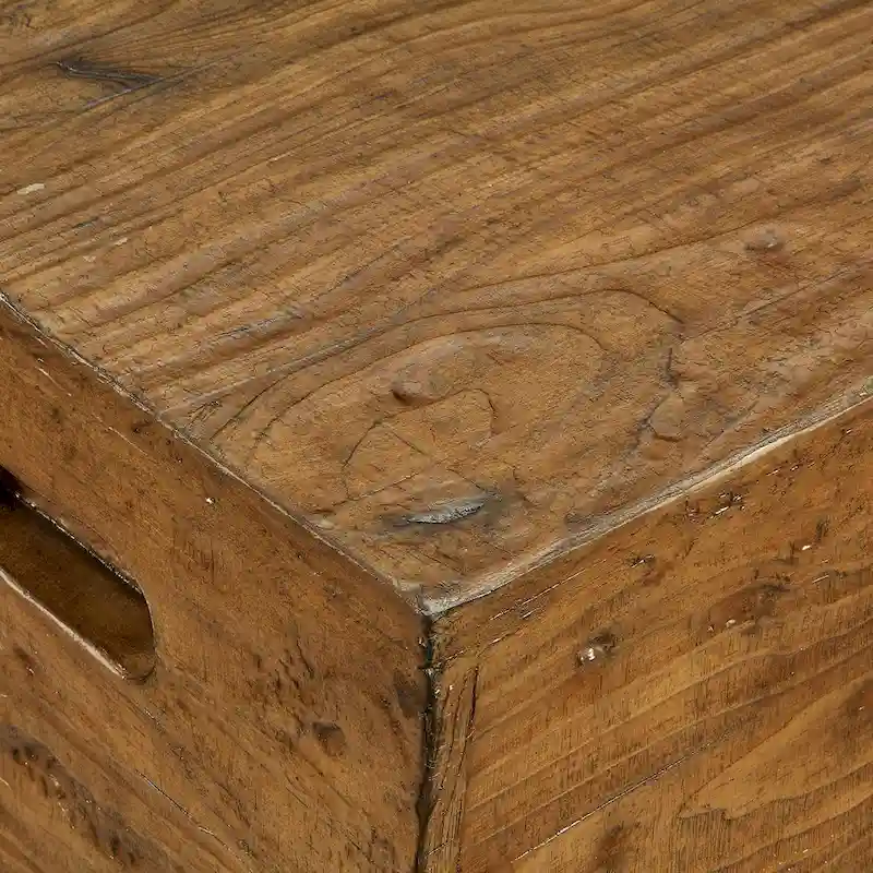 Hagen Rustic Square Wood Crate Side Table