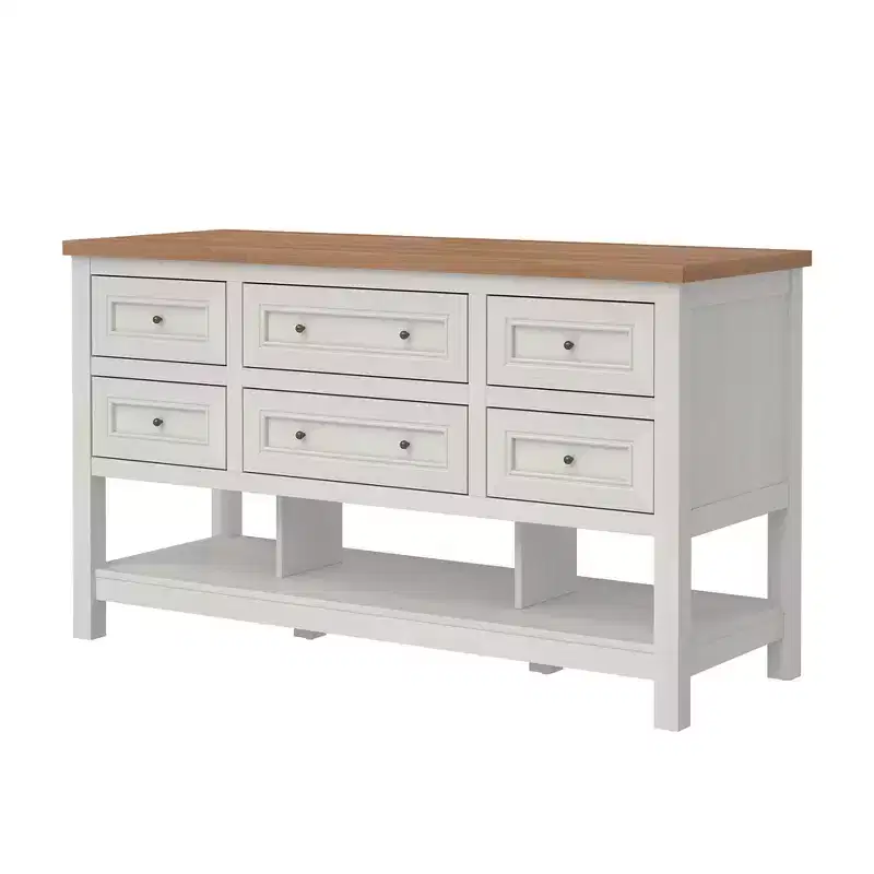Walker Edison Free-Standing Kitchen Island with 6 Drawers