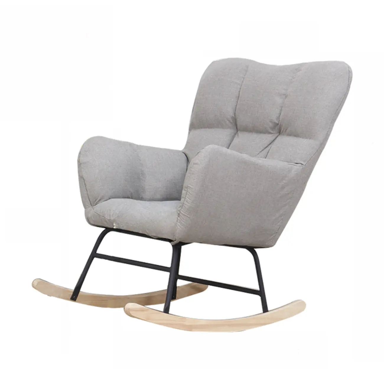 Tech Cloth Upholstered Wood Rocking Chair with Recessed Arm