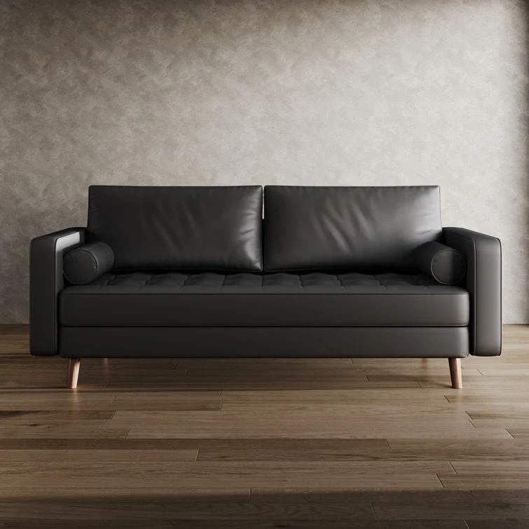 70-Inch Faux Leather Tufted Sofa