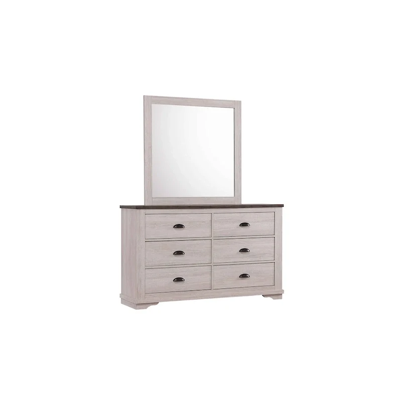 Marilyne 6 Piece Chalk Gray Rustic Sleigh Bedroom Set