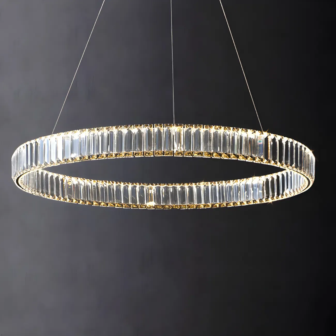 Dining Area Modern Crystal LED Ring Pendant