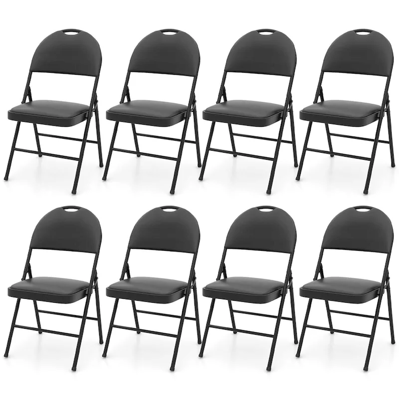 Black Folding Padded Chairs - Metal Frame Set