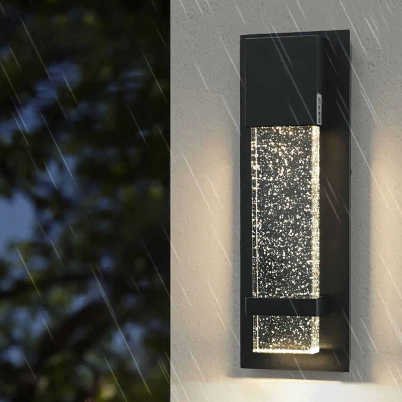 Modern Black Metal Starry Glass Outdoor LED Wall Light