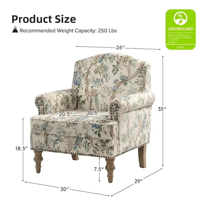 Yahweh Farmhouse Nailhead Armchair with Rolled Arms by HULALA HOME