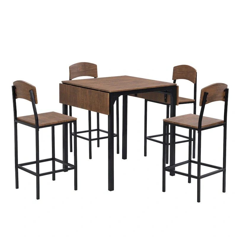 5-piece Counter Height Drop Leaf Dining Table Set