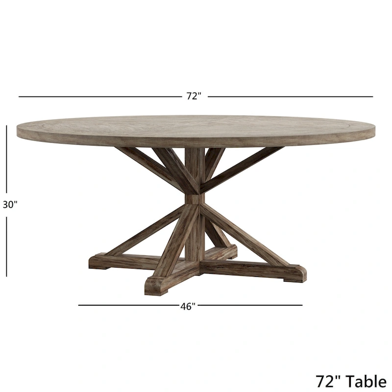Benchwright Round Antique Grey Oak Dining Table by iNSPIRE Q Artisan