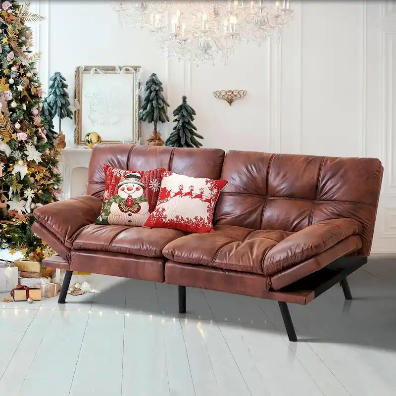 Sofa Bed, Convertible Futon Sleeper Couch Daybed with Adjustable Armrests for Studio, Apartment, Office, Small Space