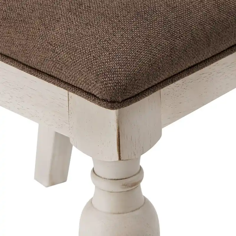 Dual-tone Solid Rubberwood Round Dining Table Set by