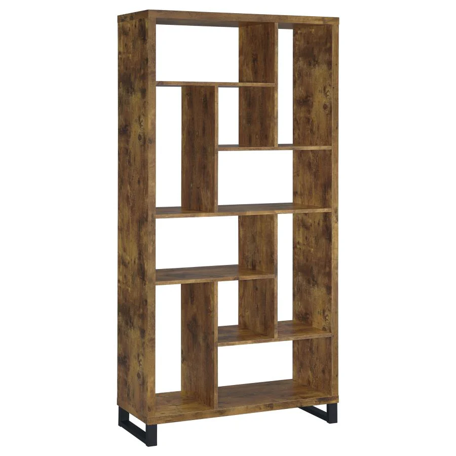 Industrial Geometric Bookcase in Antique Nutmeg