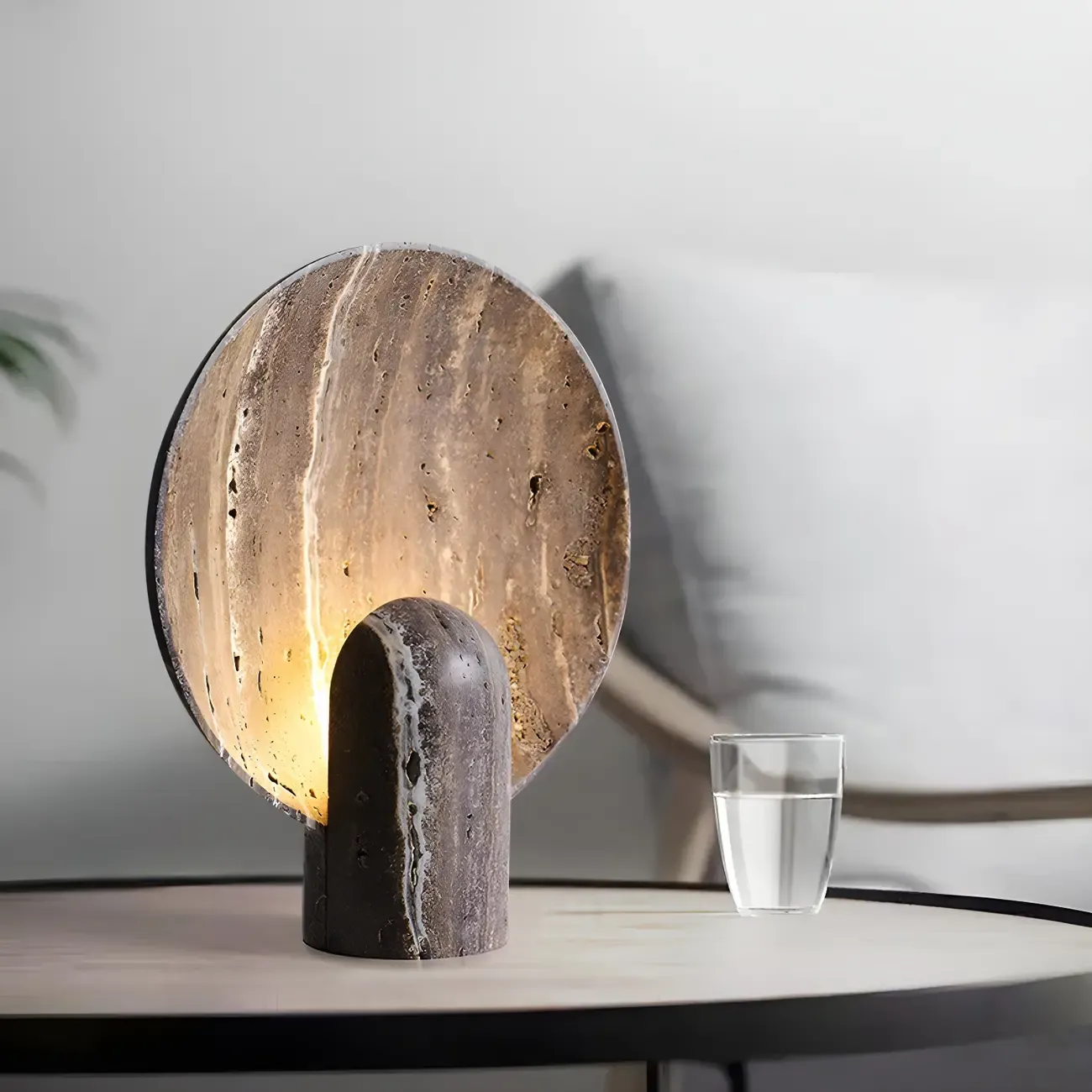 Modern Art Deco Stone Table Lamp for Bedroom