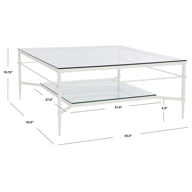 Leaf Cocktail Table with Glass Shelf, 43