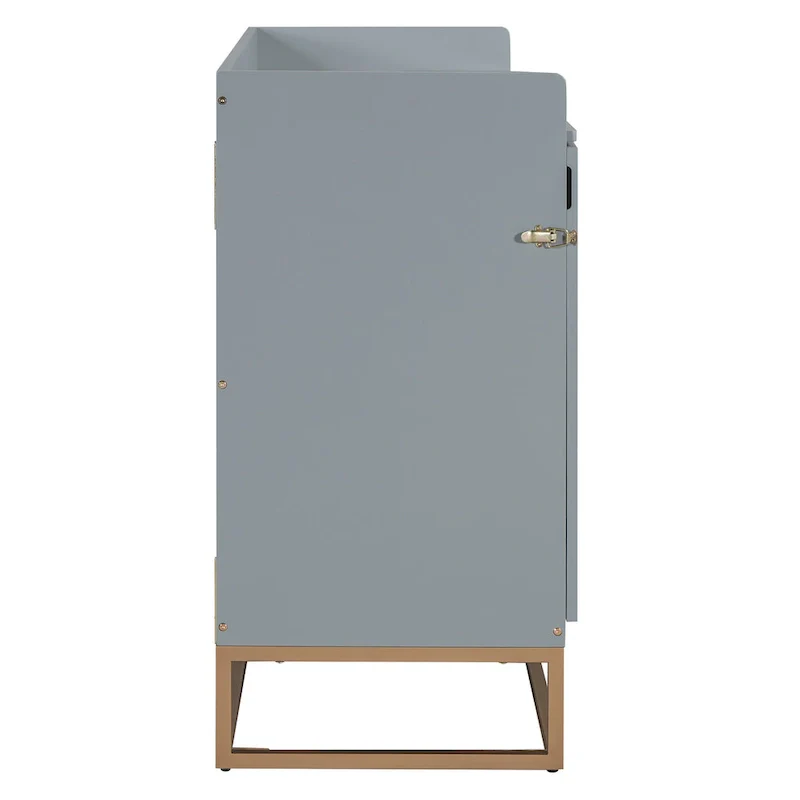 Queen Murphy Bed with Cabinet - White/Gray/Blue